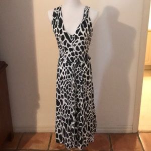 Silk/Poly Black and White wrap dress Large